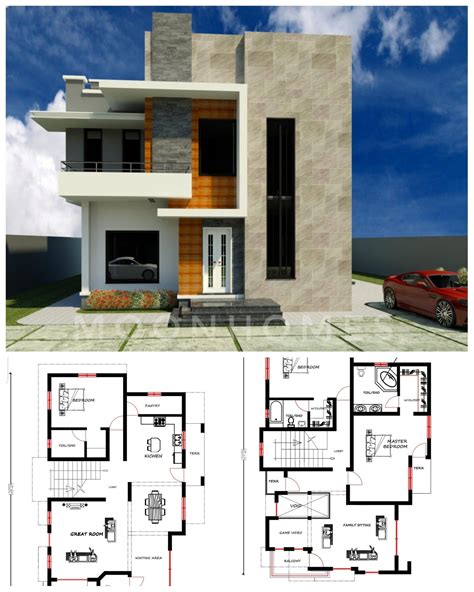 Amazing house plans - Amazing house plans. Upstairs feels bigger than life with the landing circling the living area below. Two nice sized bedrooms share a compartmental bathroom. A large master bedroom has private balcony, walk in shower with large walk in closet. An office area opens to the landing area and walks out to a roof top patio.
